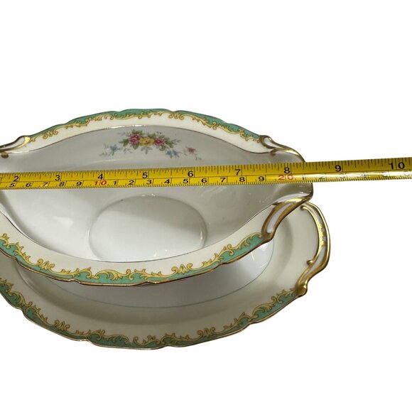 Noritake Japan M Pattern gravy boat with attached under plate floral Fine China - Picture 6 of 9